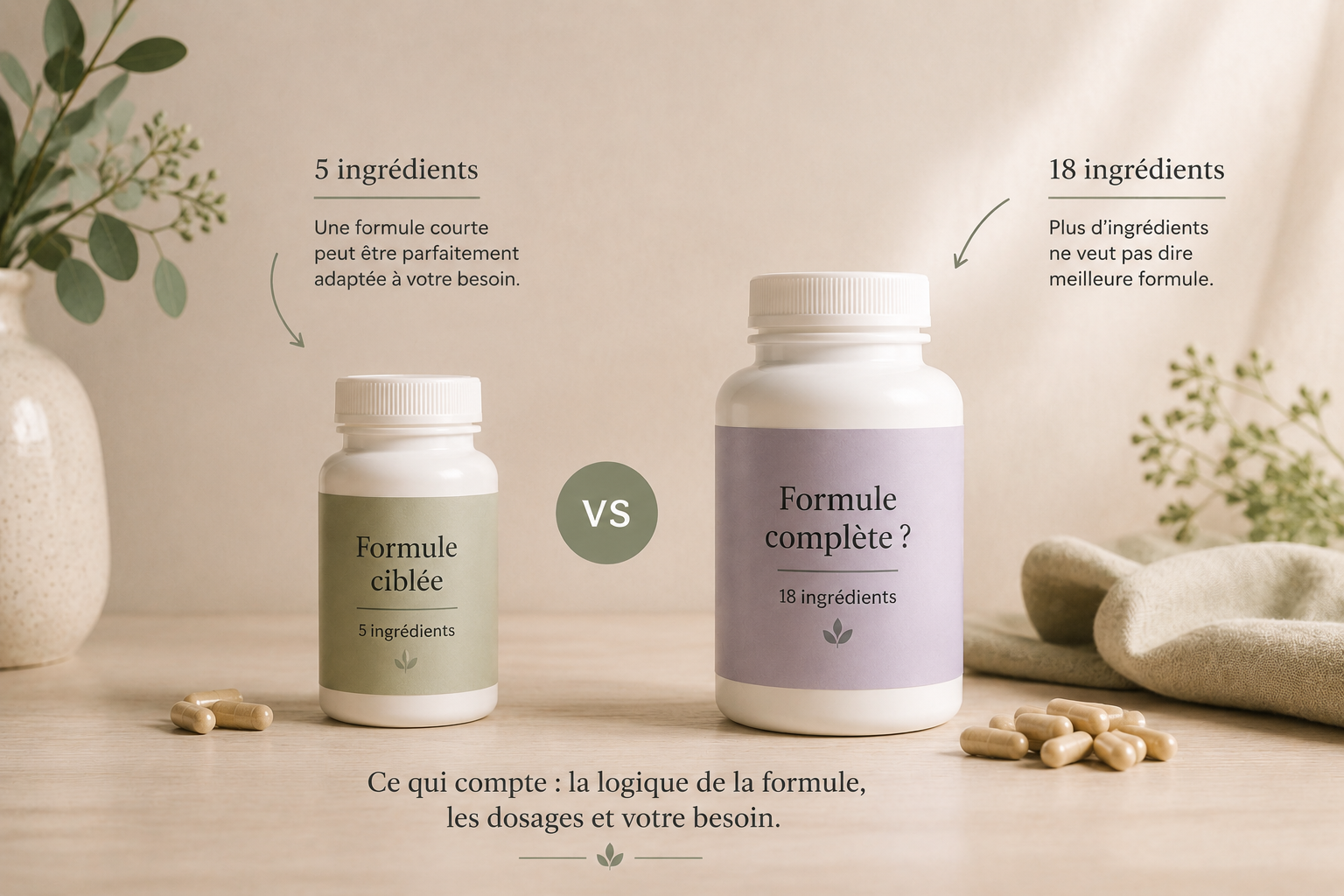 Plus d’ingrédients dans un complément alimentaire, est-ce vraiment mieux ?